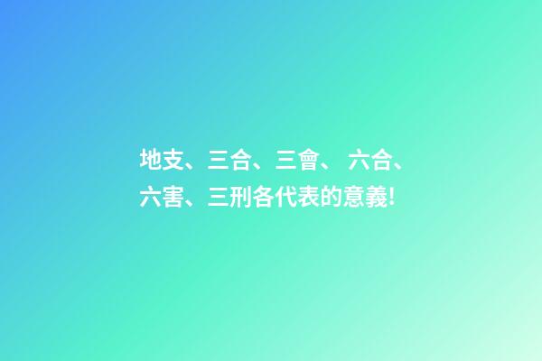 地支、三合、三會、 六合、六害、三刑各代表的意義!